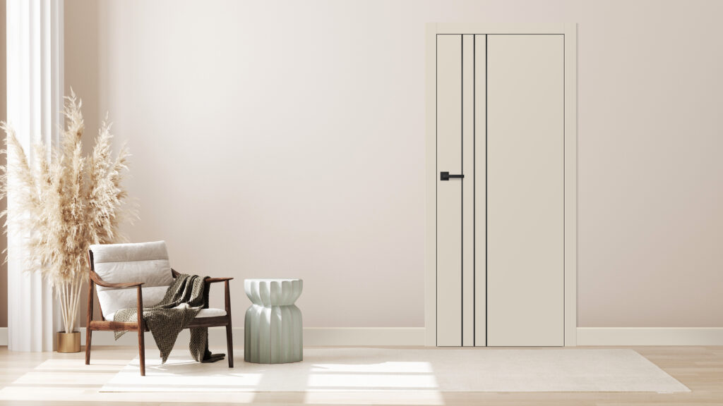 Przepiękne drzwi wewnętrzne ALTAMURA w kolorze cappucino ST CPL z delikatną intarsją LUX 203